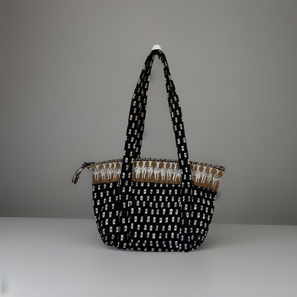 Vintage Y2K Vera Bradley Zebras Quilted Tote Shoulder Bag Safari Boho Classic